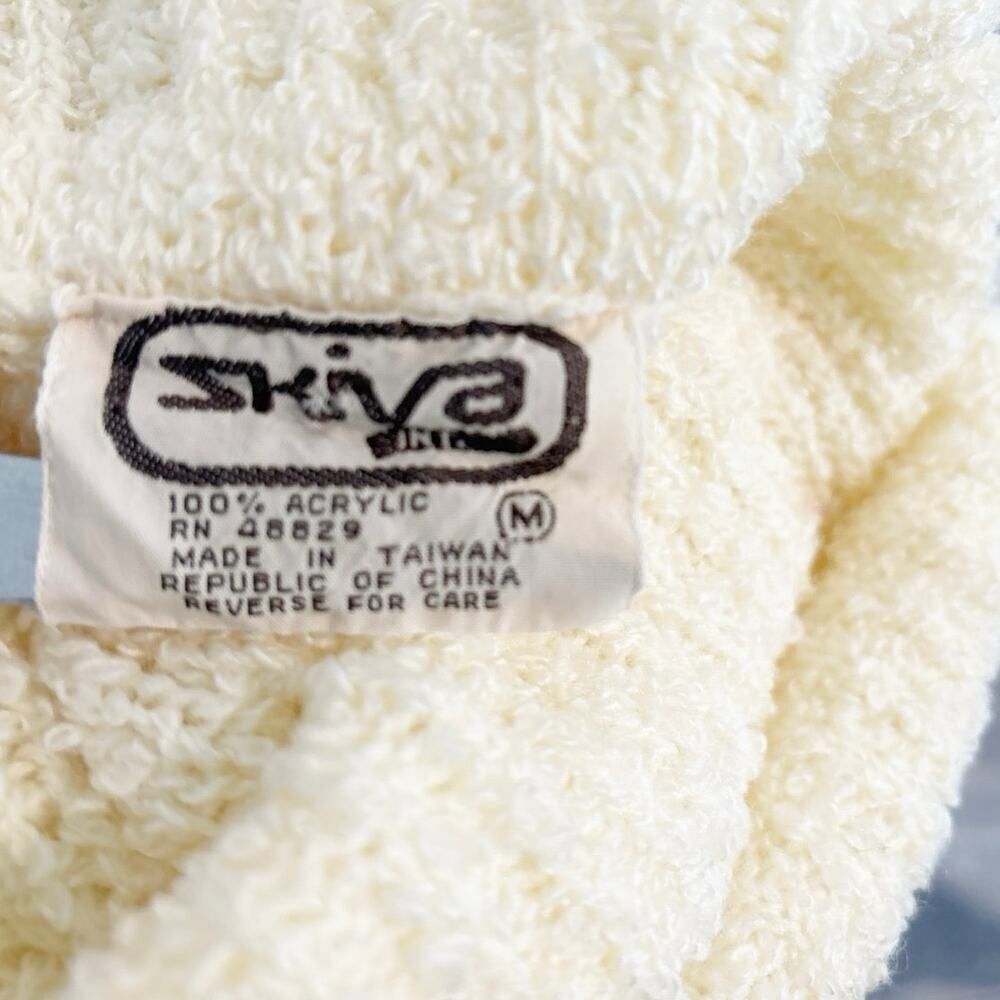 Vintage Skiva Int. Cream Acrylic Long Sleeve Turtle Neck Knit Sweater Size M - Picture 5 of 5